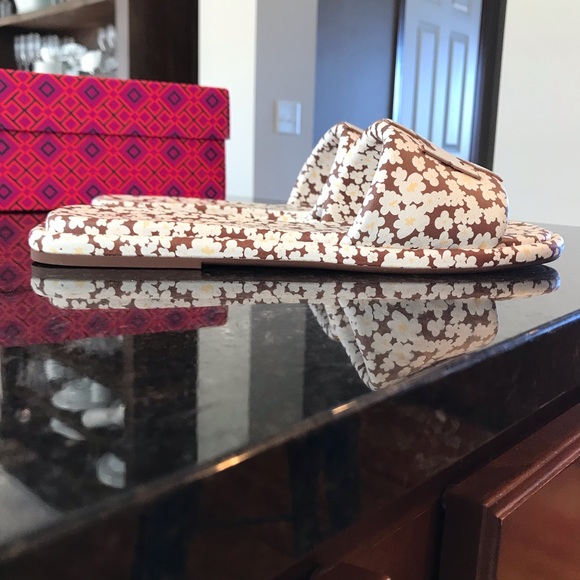 New Tory Burch Double T Sport Slide - Printed Tumbled Leather/Calf Nappa Leather - Picture 6 of 13